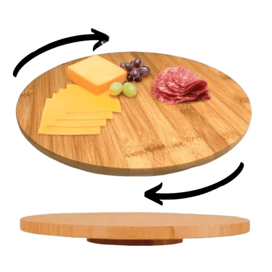 Tábua de bambu, base giratória 360°, tábua de petiscos, tábua para queijos, tábua de servir, tábua para churrasco, tábua para aperitivos, base de bambu, tábua decorativa, utensílio de cozinha