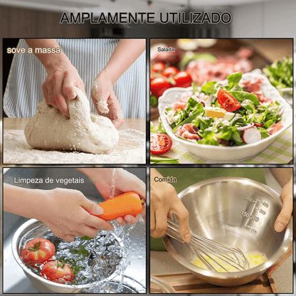 Conjunto de Tigela de Aço Inoxidável - Mega Lar Brasil
