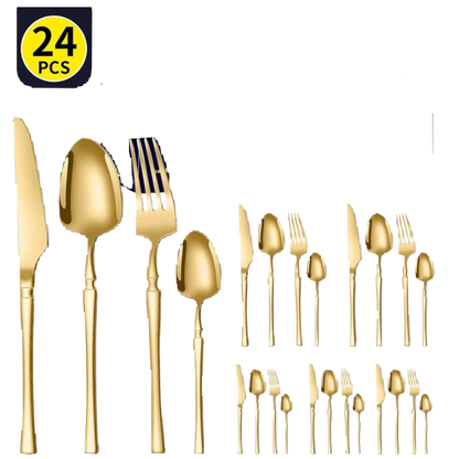 Conjunto de Talheres Ocidentais Premium Aço Inox 24 Peças