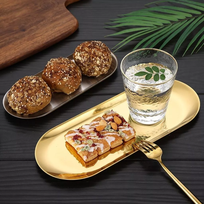 Bandejas Decorativas Inox Dourado Kit 2 Peças