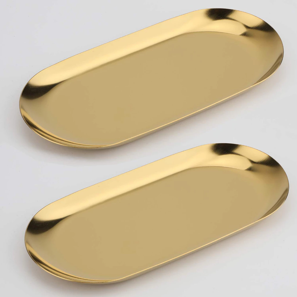 Bandejas Decorativas Inox Dourado Kit 2 Peças