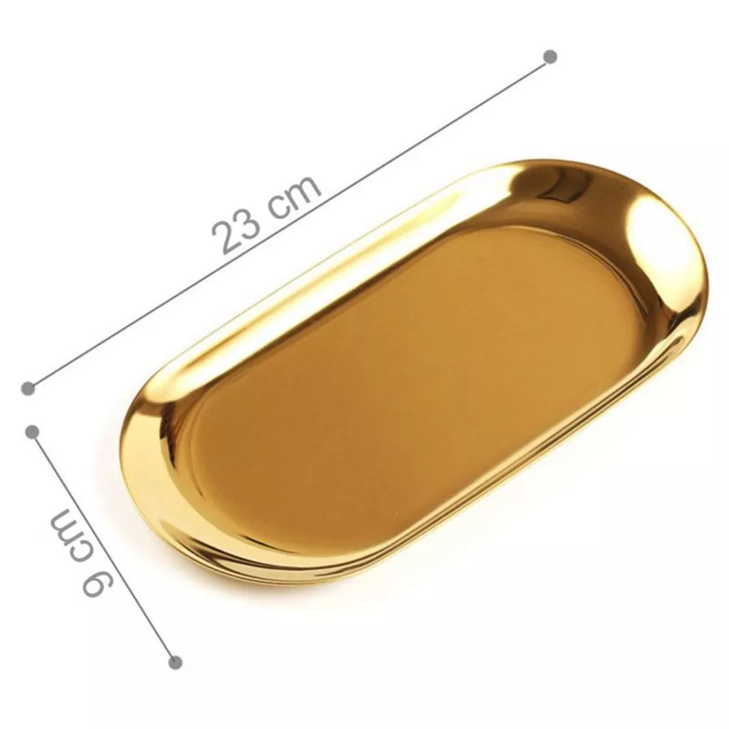 Bandejas Decorativas Inox Dourado Kit 2 Peças