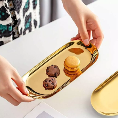 Bandejas Decorativas Inox Dourado Kit 2 Peças