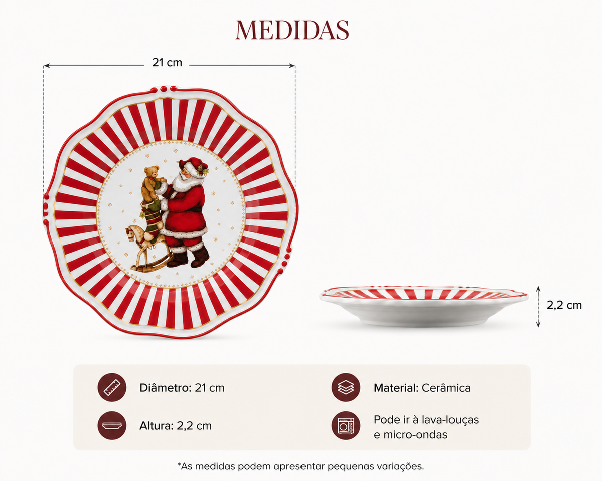 Pratos de Sobremesa Natalinos Scalla 21 cm Kit 2
