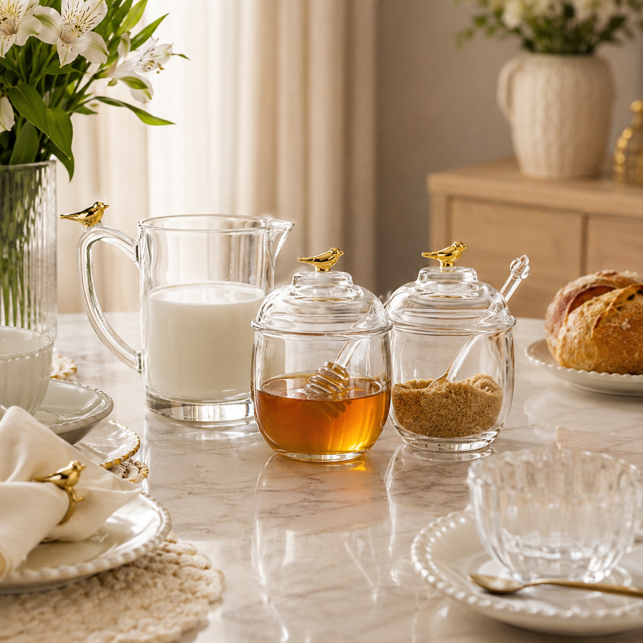 Kit Servir Café Golden Bird Cristal Premium
