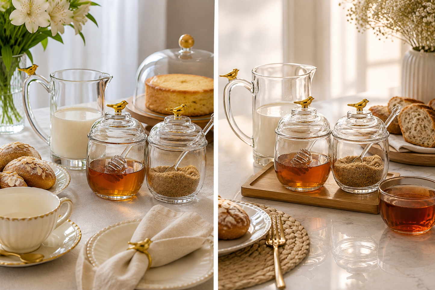 Kit Servir Café Golden Bird Cristal Premium