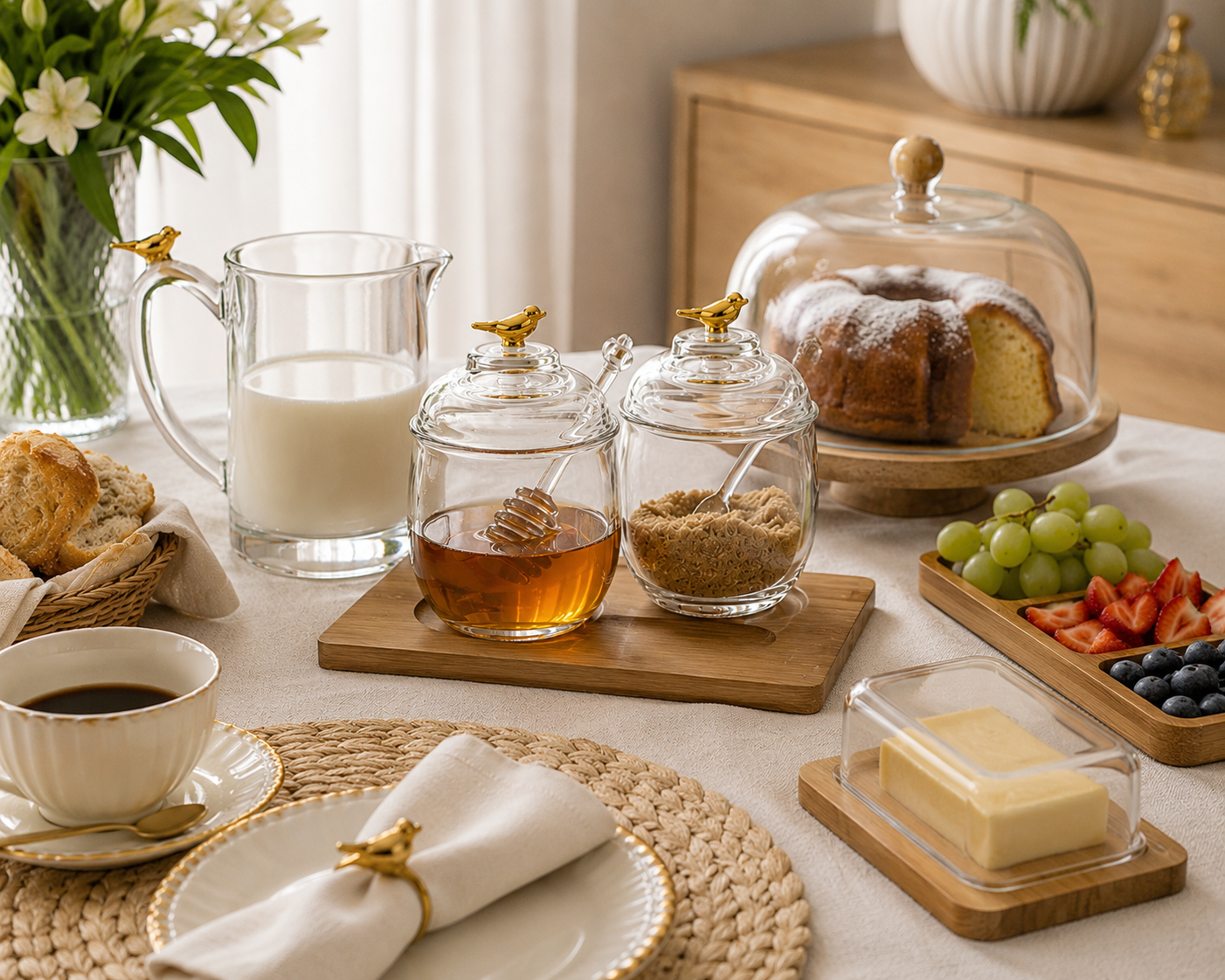 Kit Servir Café Golden Bird Cristal Premium