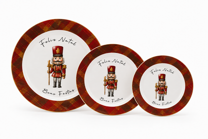 Kit 12 Pratos Natalinos Quebra-Nozes para 6 Pessoas