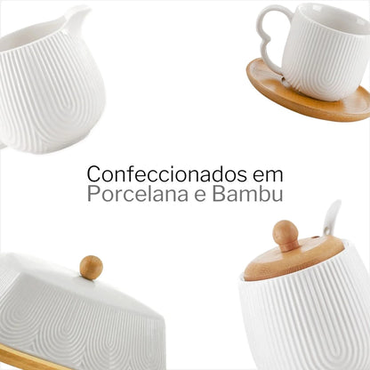 Conjunto Café Oásis 4 Xícaras 90ml com Açucareiro e Cremeira