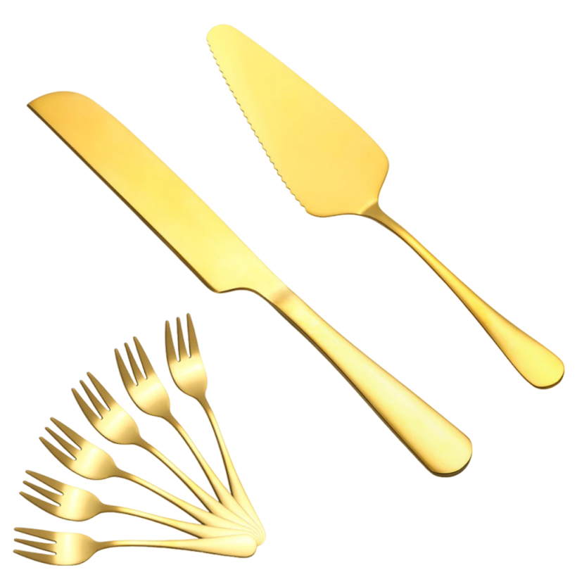 Talheres de Sobremesa Inox Dourado 8 Peças