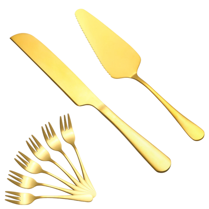 Talheres de Sobremesa Inox Dourado 8 Peças