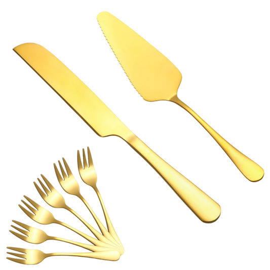 Talheres de Sobremesa Inox Dourado 8 Peças