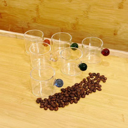 Jogo 6 Canecas Vidro Borossilicato com Alça Colorida - 90ml