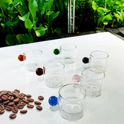 Jogo 6 Canecas Vidro Borossilicato com Alça Colorida - 90ml