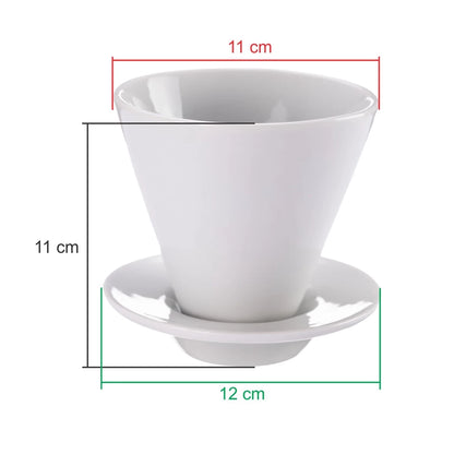 Conjunto de Caneca com Coador Liso em Porcelana