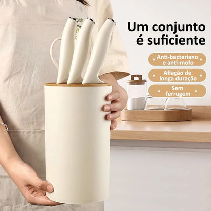 Conjunto de Facas Profissionais Aço Inoxidável 5 peças com Suporte