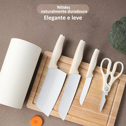 Conjunto de Facas Profissionais Aço Inoxidável 5 peças com Suporte
