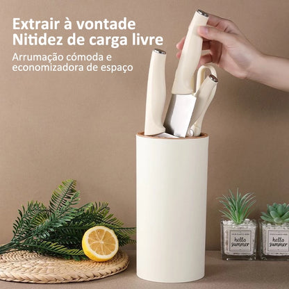 Conjunto de Facas Profissionais Aço Inoxidável 5 peças com Suporte