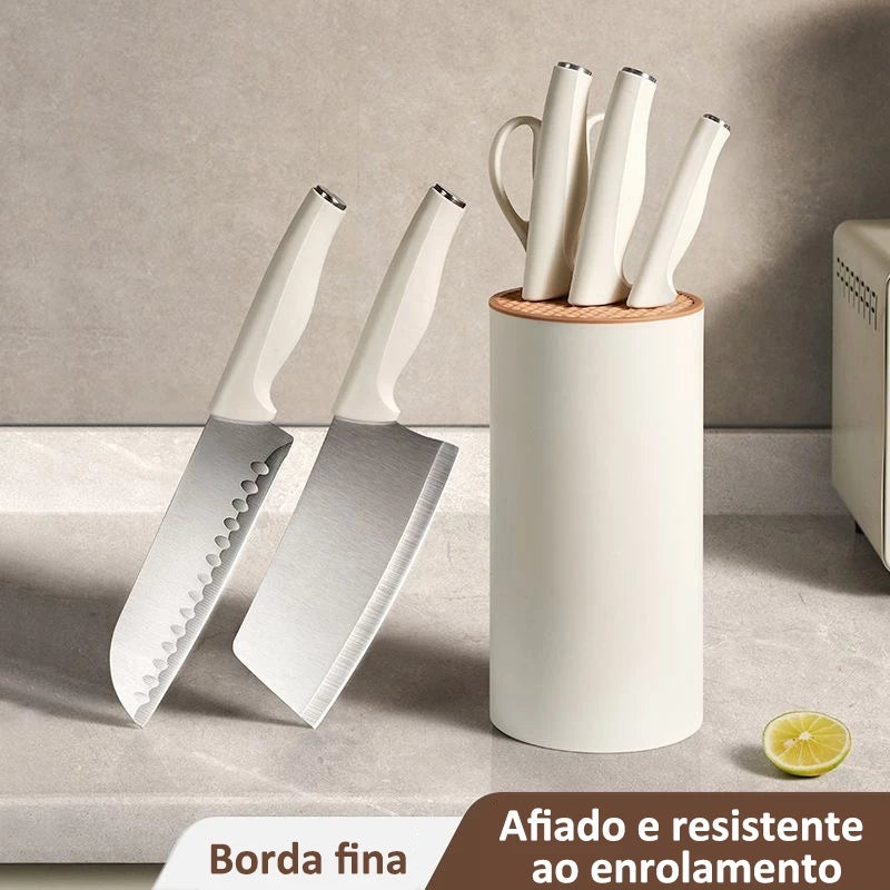Conjunto de Facas Profissionais Aço Inoxidável 5 peças com Suporte