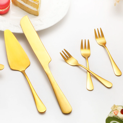 Talheres de Sobremesa Inox Dourado 8 Peças