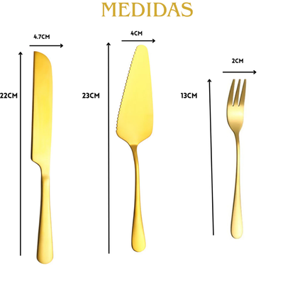 Talheres de Sobremesa Inox Dourado 8 Peças