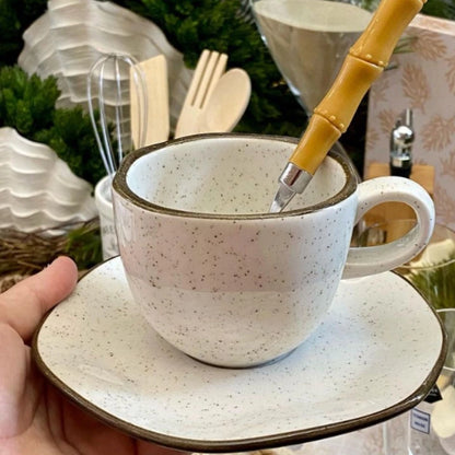 Conjunto de Xícaras Ryo Maresia 220ml com Pires de Porcelana