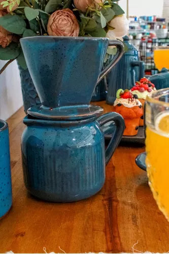 Kit Café e Manteiga - Coador e Manteigueira Francesa em Cerâmica