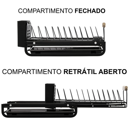 Escorredor de Louça Inox Retrátil com Bandeja para Pia