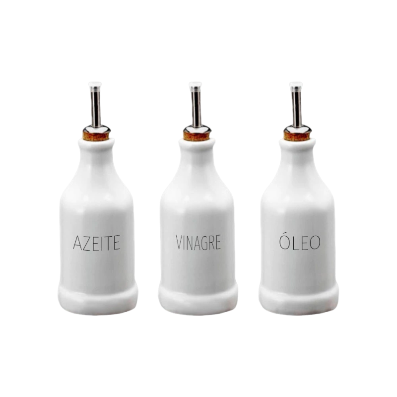 Kit Galheteiro de Porcelana 3 Peças 270ml