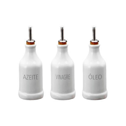 Kit Galheteiro de Porcelana 3 Peças 270ml