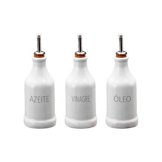 Kit Galheteiro de Porcelana 3 Peças 270ml