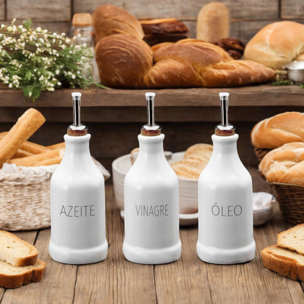 Kit Galheteiro de Porcelana 3 Peças 270ml