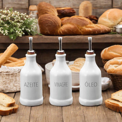 Kit Galheteiro de Porcelana 3 Peças 270ml