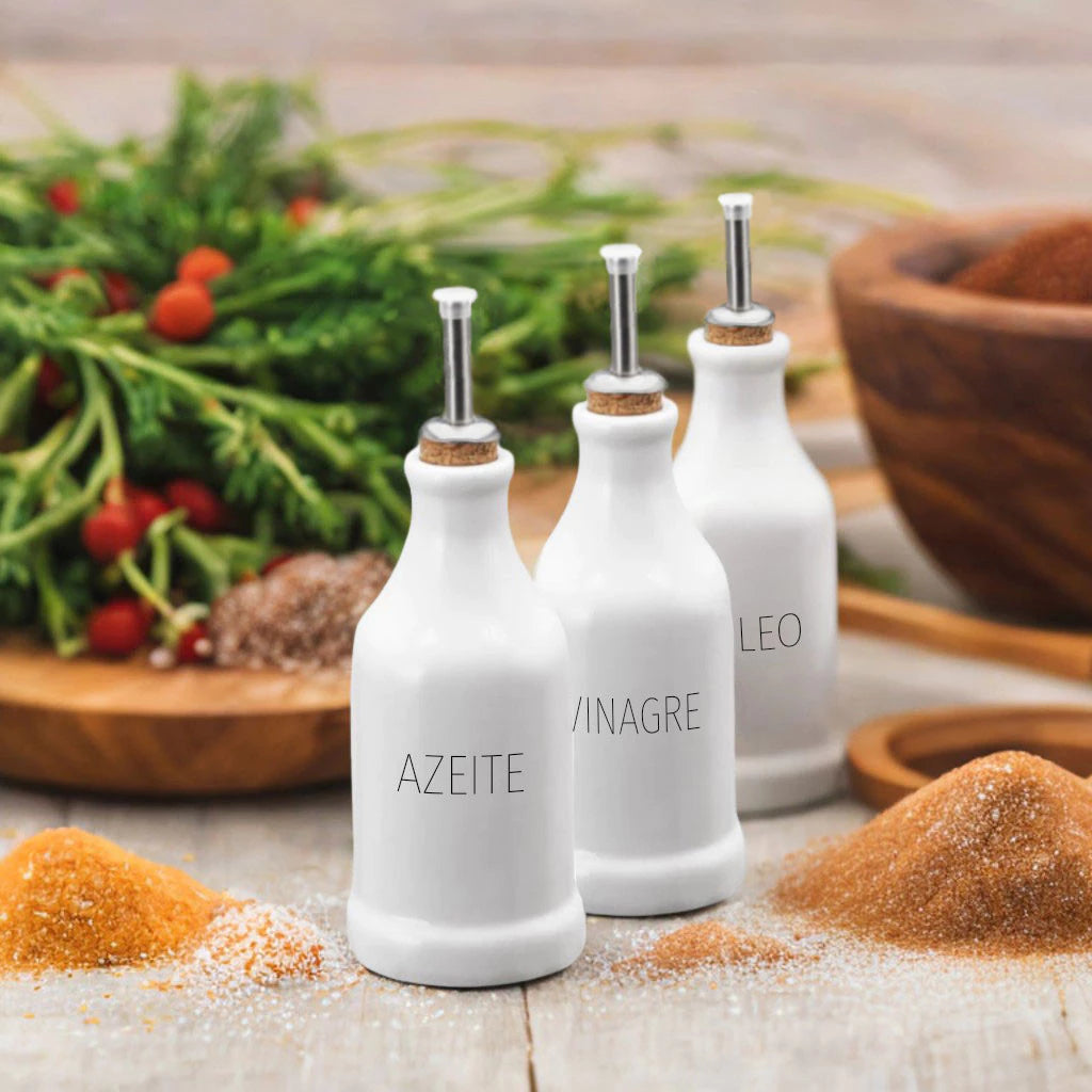 Kit Galheteiro de Porcelana 3 Peças 270ml