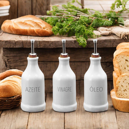Kit Galheteiro de Porcelana 3 Peças 270ml