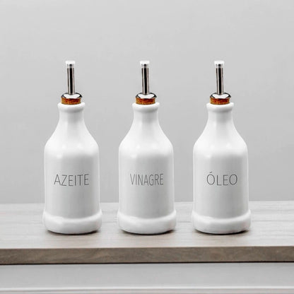 Kit Galheteiro de Porcelana 3 Peças 270ml