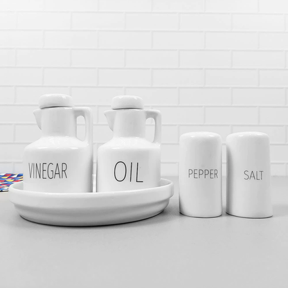 Galheteiro de Porcelana com Porta Queijo Ralado