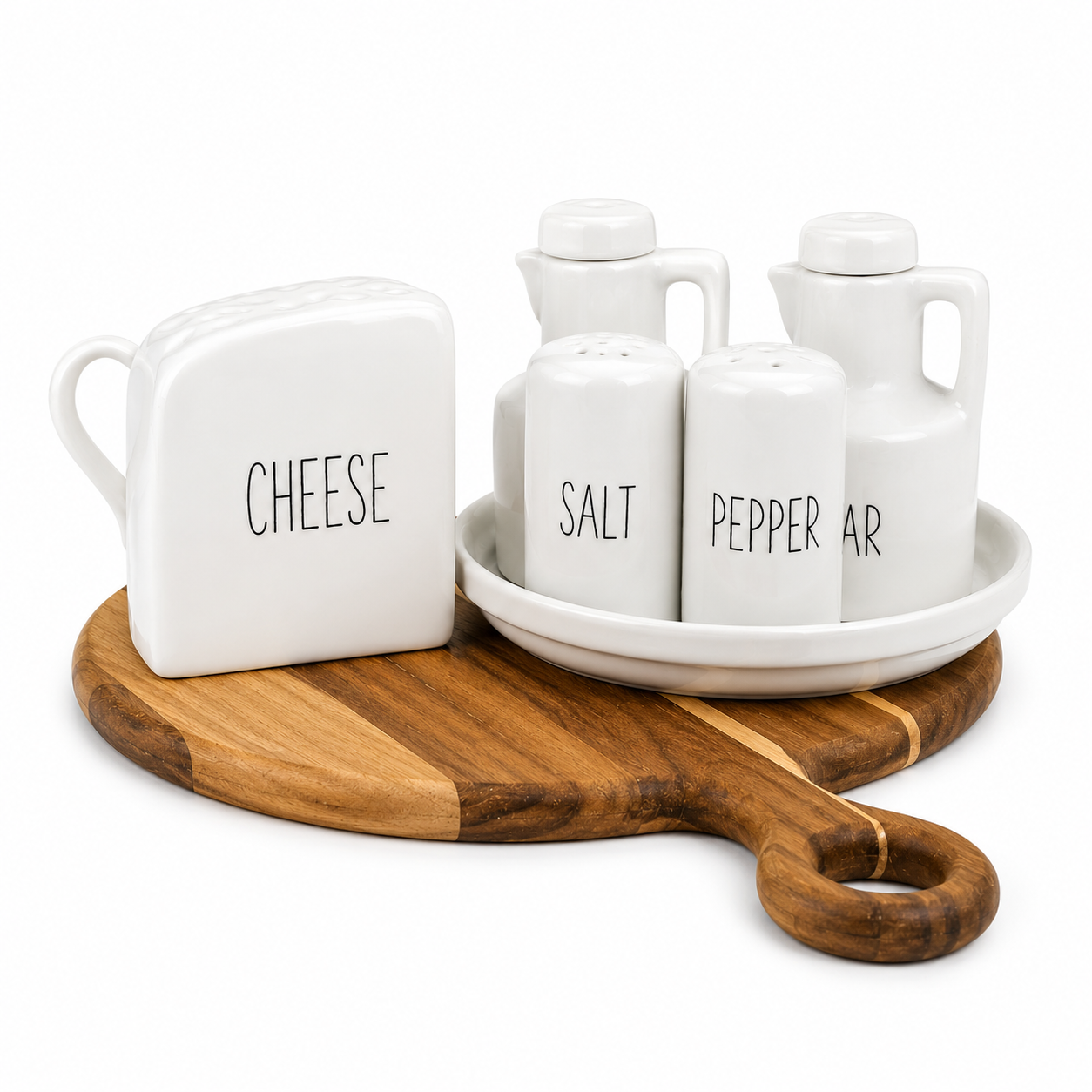 Galheteiro de Porcelana com Porta Queijo Ralado