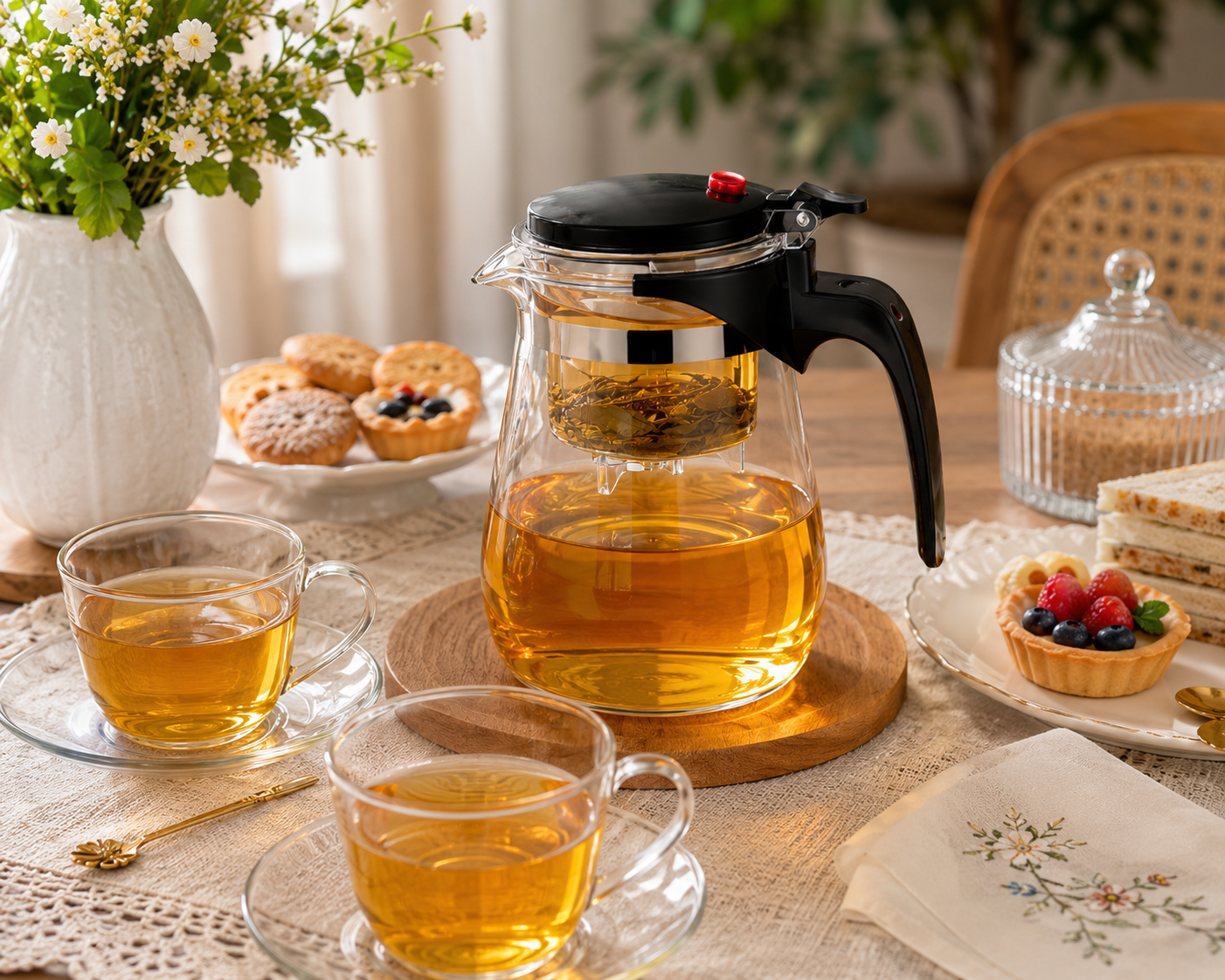 Bule de Vidro para Chá 900ml com Infusor