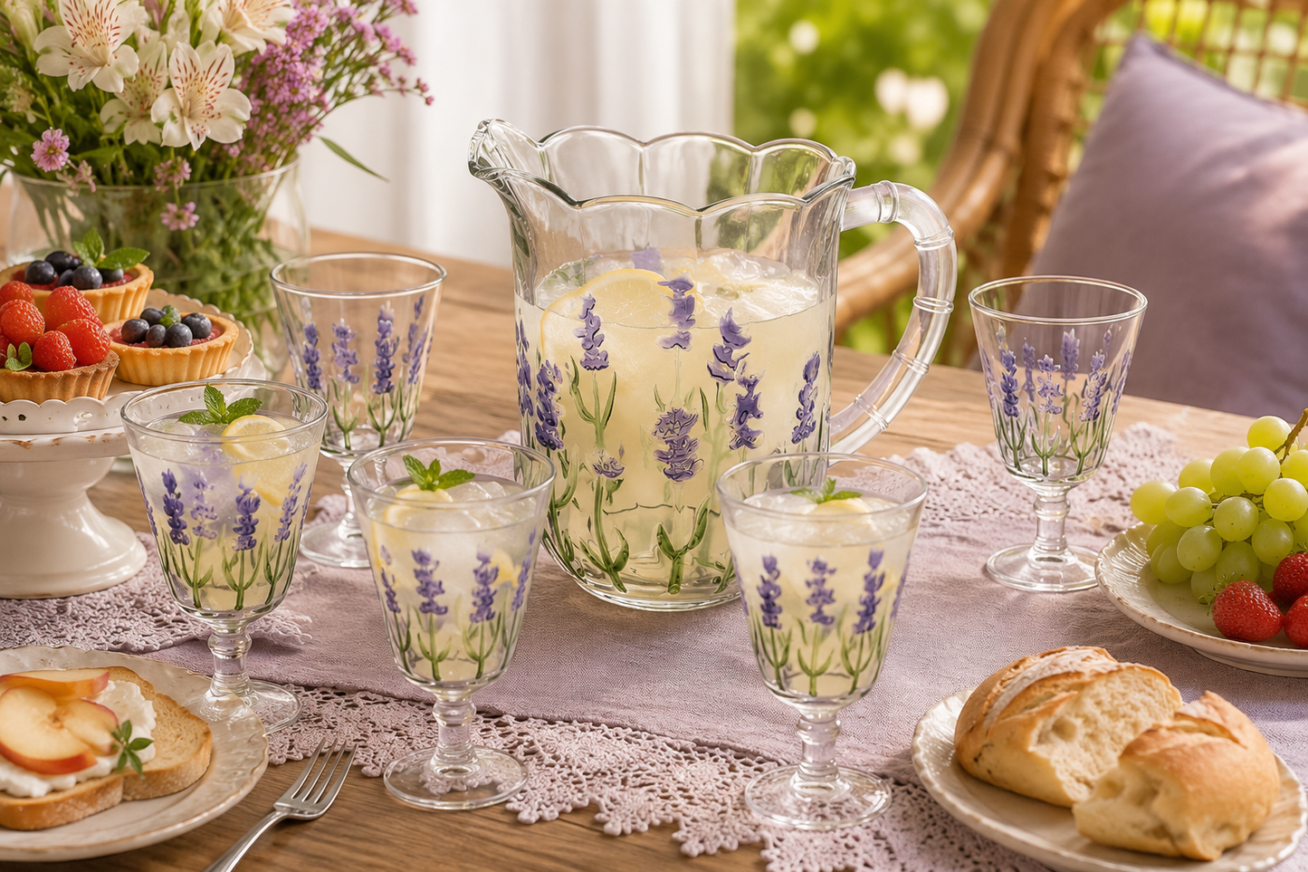 Jogo para Servir Sucos em Cristal Lavanda Lyor