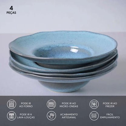 Kit 4 Pratos Para Massa e Risoto Breeze 450ML Porto Brasil Elegante