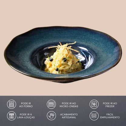 Kit Pratos Para Massa Risoto Porto Brasil Oceano 450ML Estilo Sofisticado