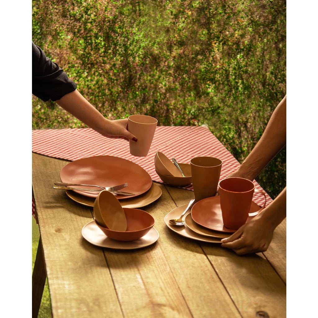 Kit 4 Pratos de Fibra de Bambu Natural - Eco-Friendly