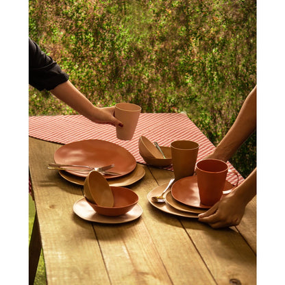 Kit 4 Pratos de Fibra de Bambu Natural - Eco-Friendly