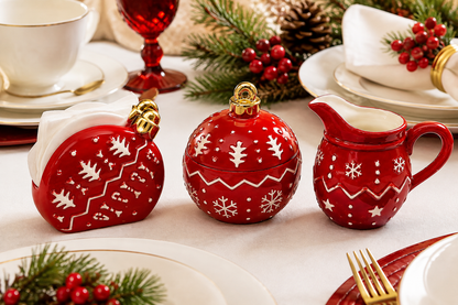 Kit de Natal 3 Peças em Porcelana para Mesa Posta