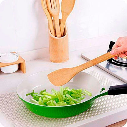 Kit de Colheres de Bambu para Cozinha com Suporte - 5 Peças