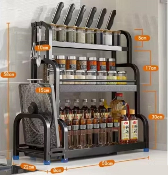 Organizador de Temperos e Utensílios – Rack de Cozinha 2 Andares