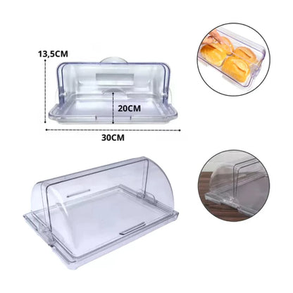 Organizador Porta Pão Cristal com Tampa Articulável 30x20cm