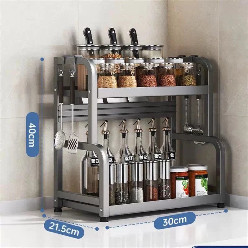 Organizador de Temperos e Utensílios – Rack de Cozinha 2 Andares