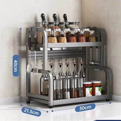 Organizador de Temperos e Utensílios – Rack de Cozinha 2 Andares